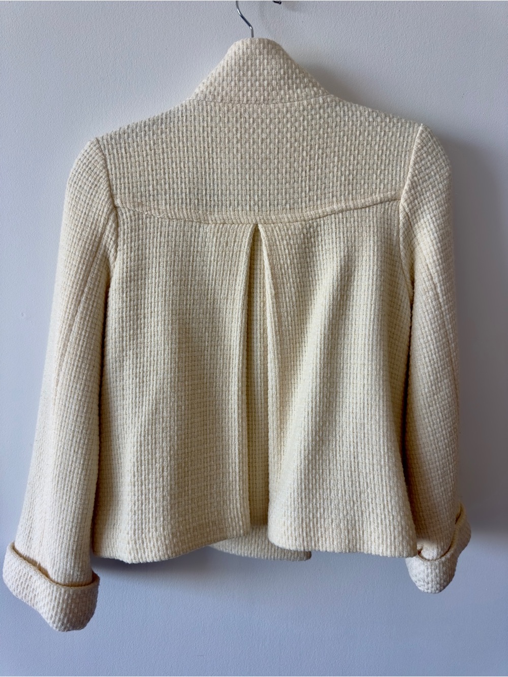 Womens Cream Short Wool-Blend Peacoat Jacket - Picture 5 of 6